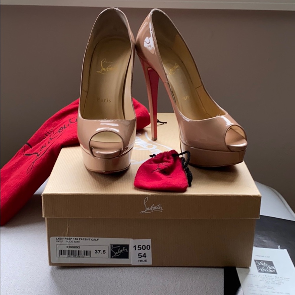 Christian Louboutin Lady Peep Pumps in Nude (37.5)